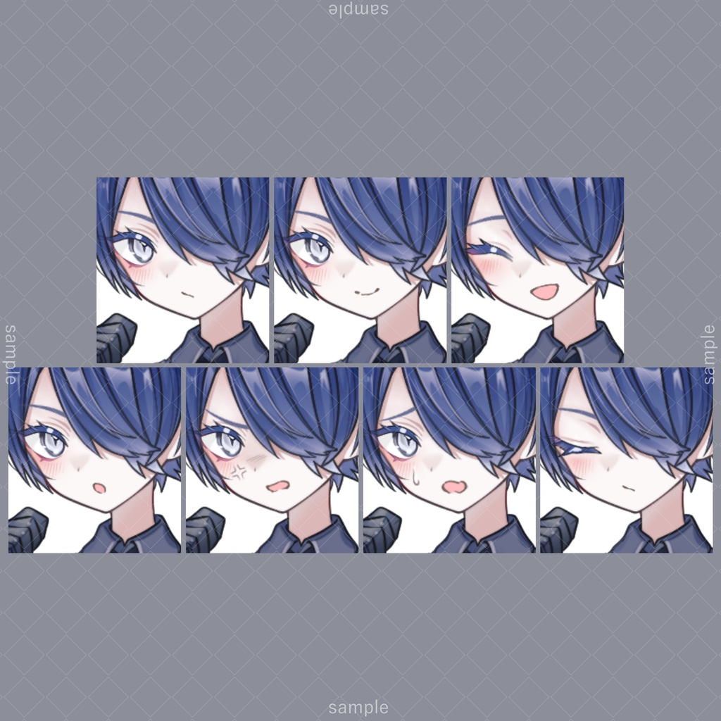 立ち絵150【表情7種】青髪,男の子