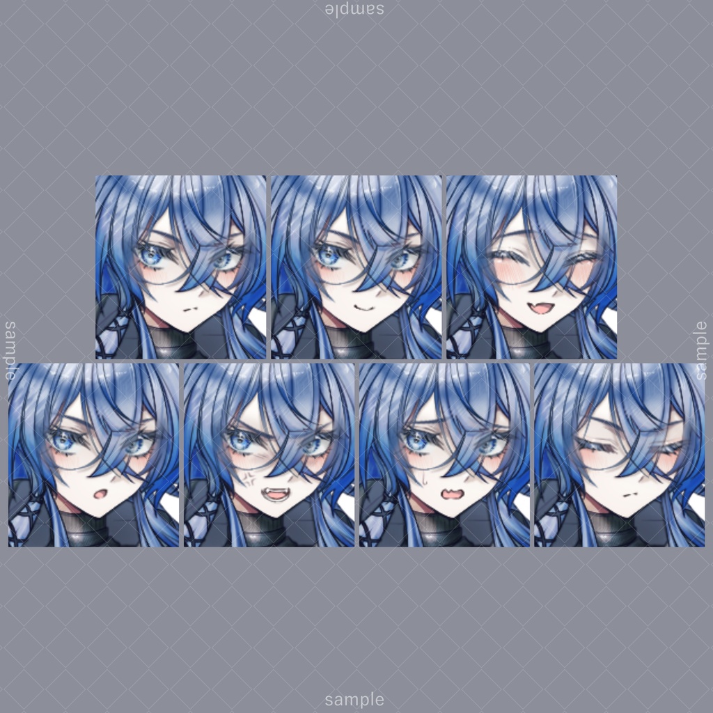 立ち絵161【表情7種+獣耳+武器+エフェクト】青髪,女性