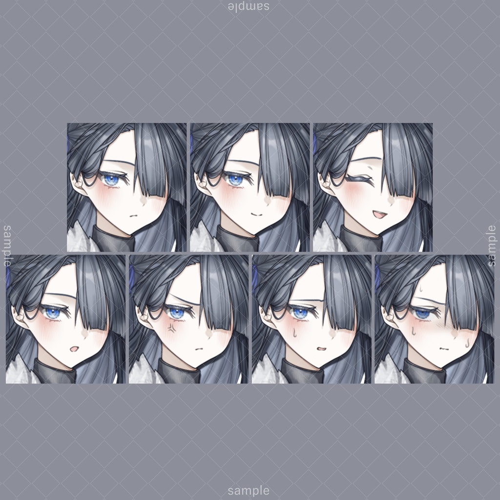 立ち絵201【表情7種+刀】黒髪,ロングヘア,女性