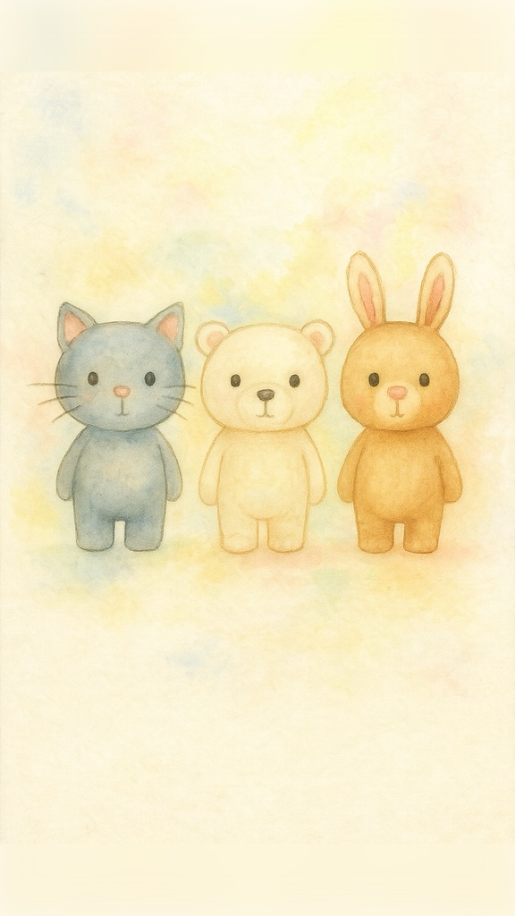 ぬいぐるみ三兄弟 壁紙セット 豪華版（スマホ＆PC対応）