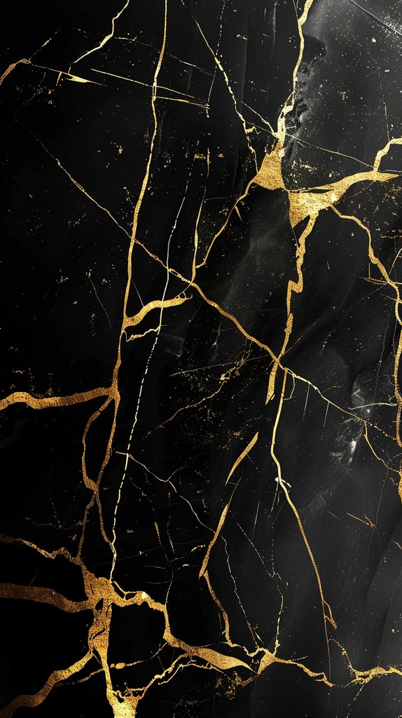 漆黒の大理石-ゴールドライン