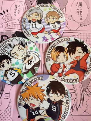 【バッジ 76mm】 黒尾研磨・夜久リエーフ・木兎赤葦・日向影山 各400円