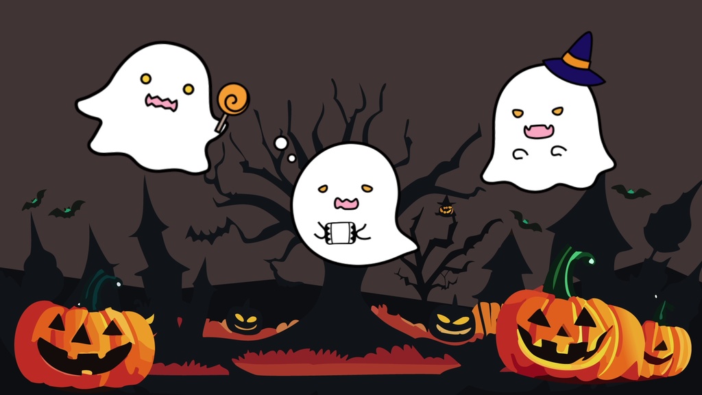 【フリー素材】ハロウィン動くおばけ3種類【Halloween】gif・動画・無料素材  #Vtuber素材