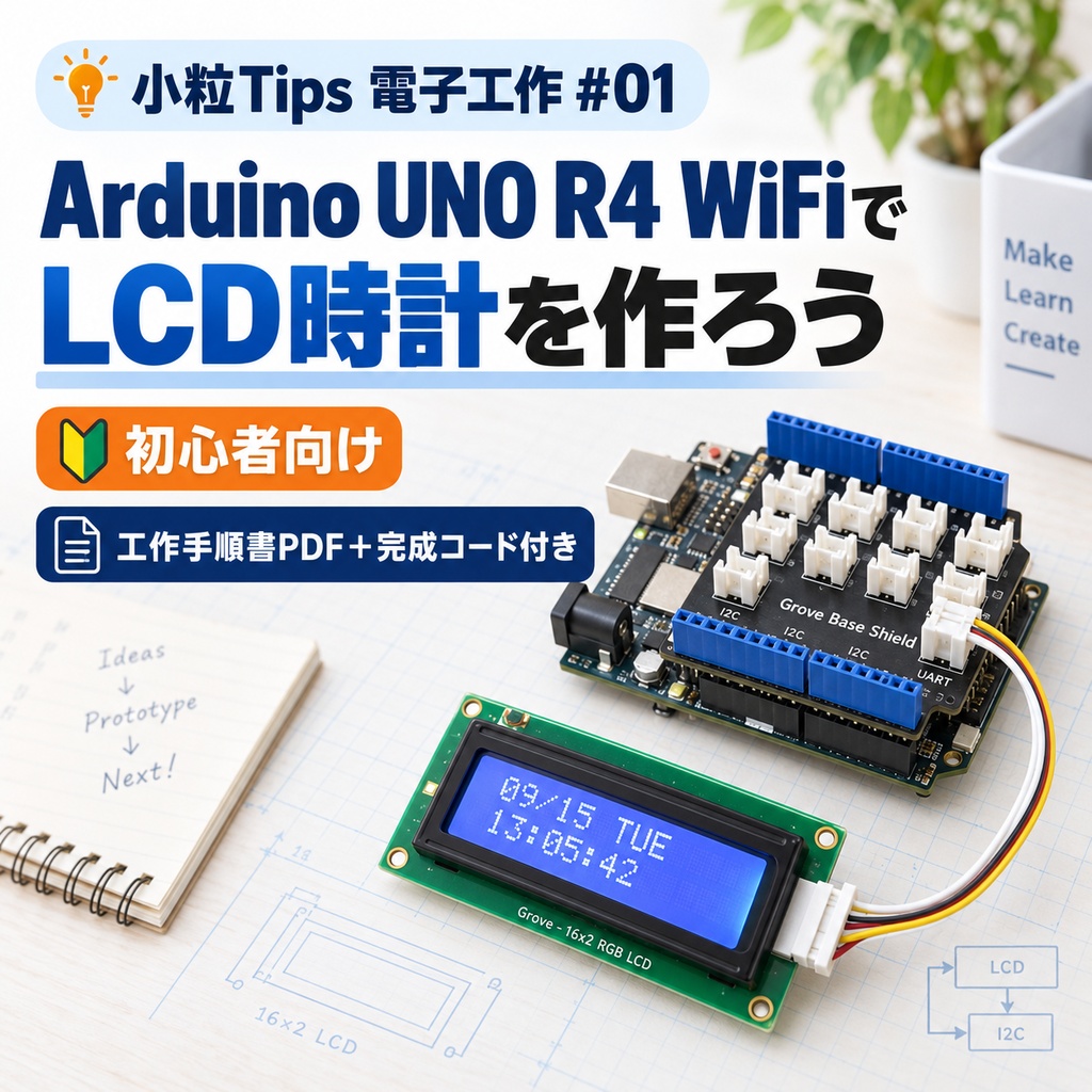 小粒Tips 電子工作 #01｜Arduino UnoでLCD時計を作ろう