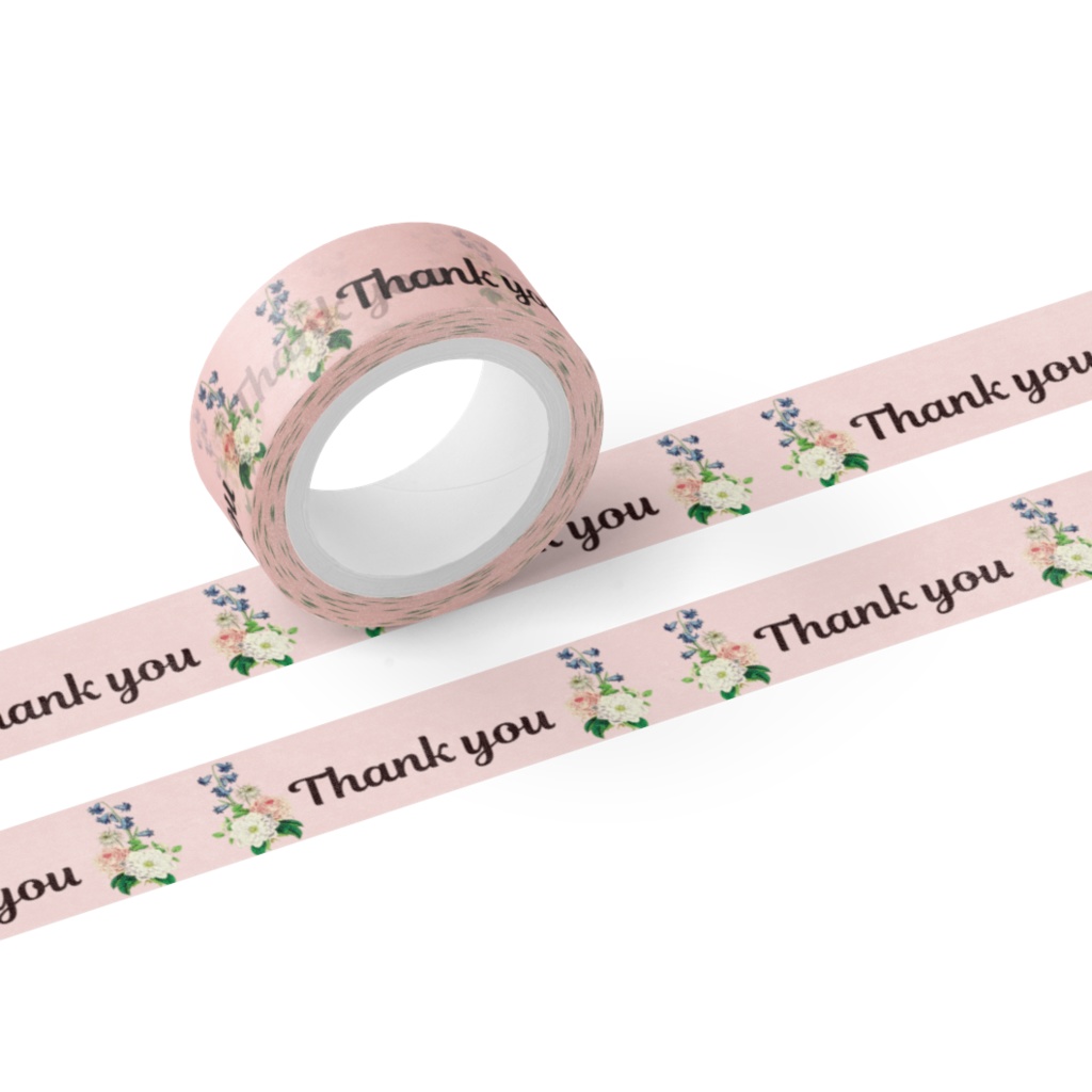 Thank youフラワーマスキングテープ（pink）