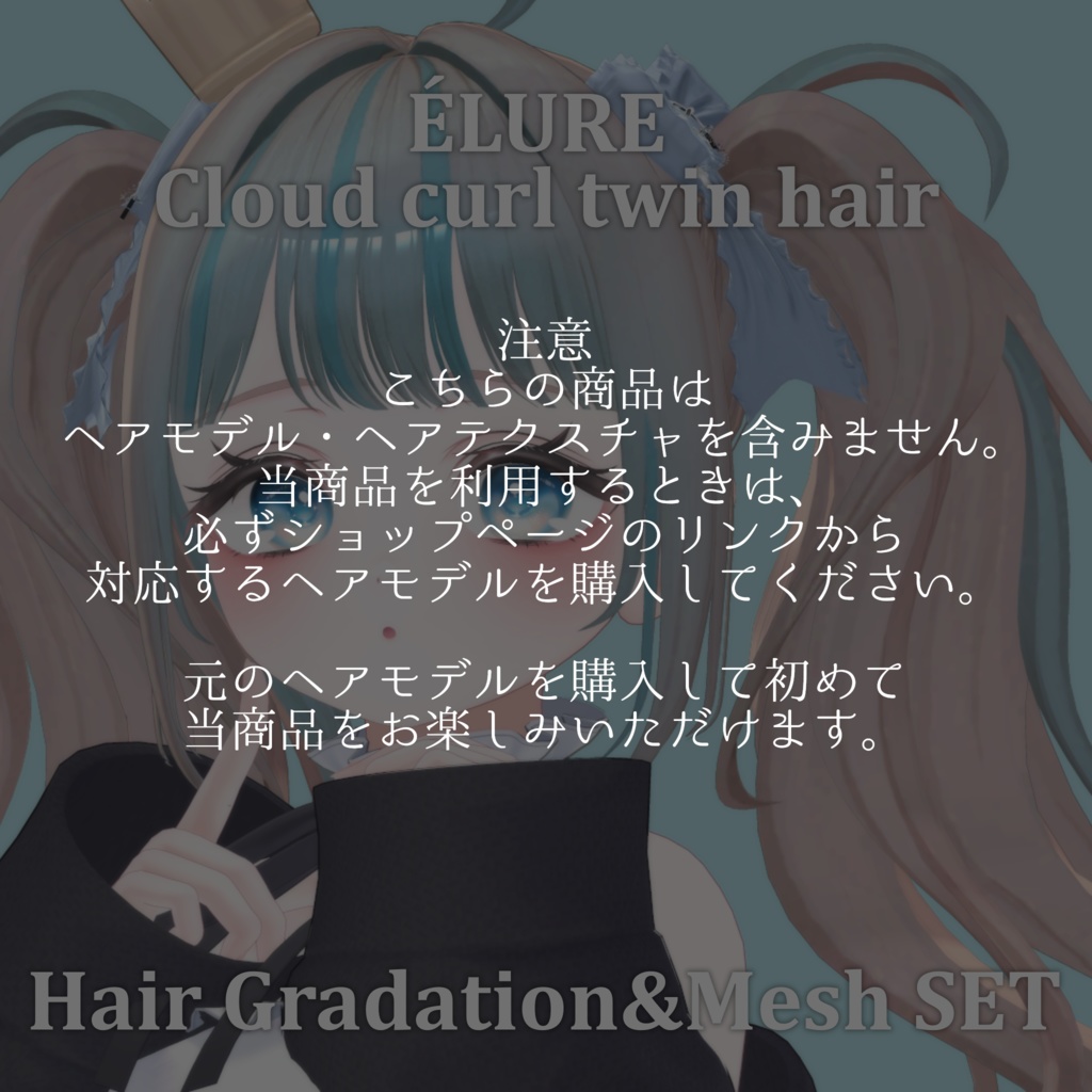 Gradation&Mesh++ Set for Cloud curl twin hair ÉLURE様