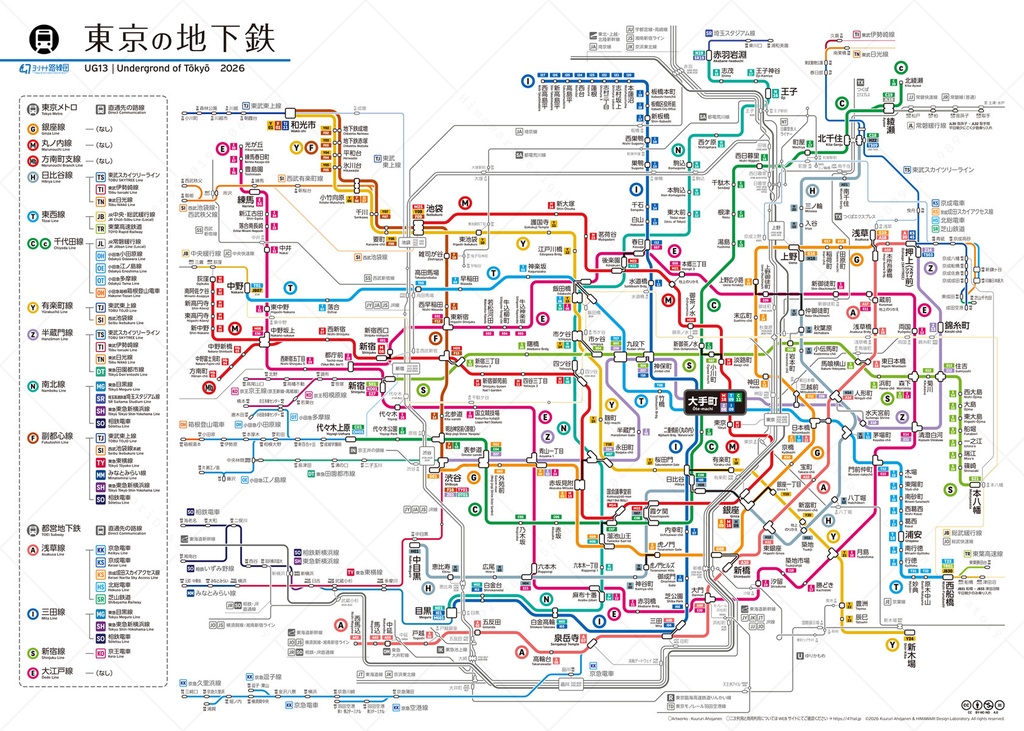 東京の地下鉄路線図(デジタル版)
