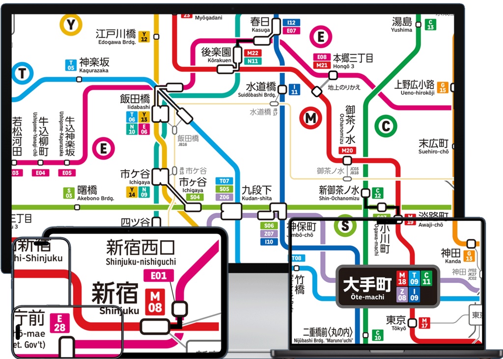 東京の地下鉄路線図(デジタル版)