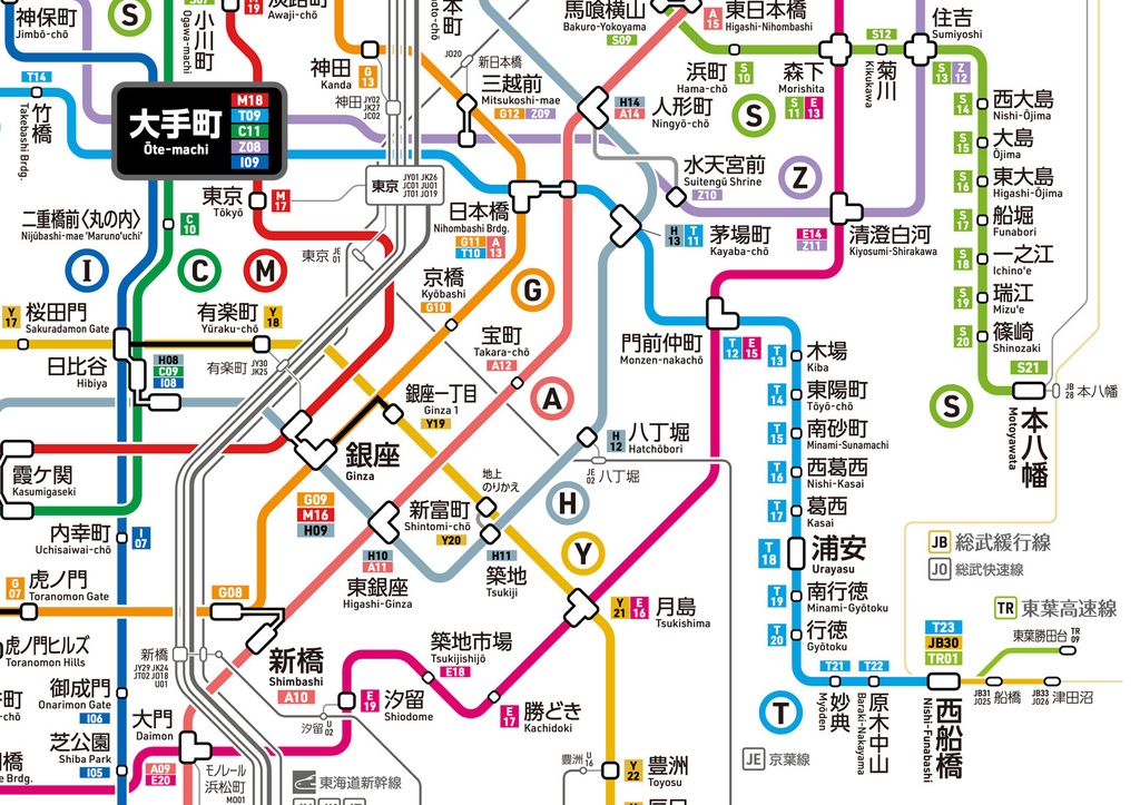 東京の地下鉄路線図(デジタル版)