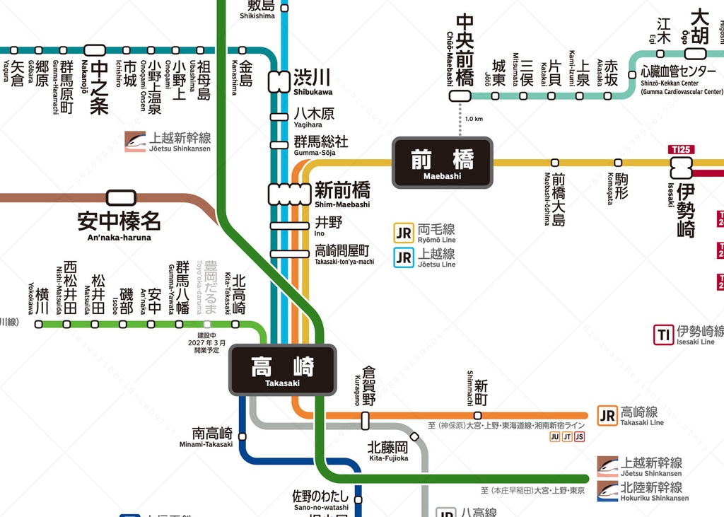 群馬県鉄道路線図（デジタル版）