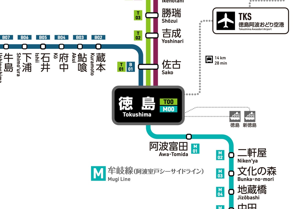 徳島県鉄道路線図（デジタル版）