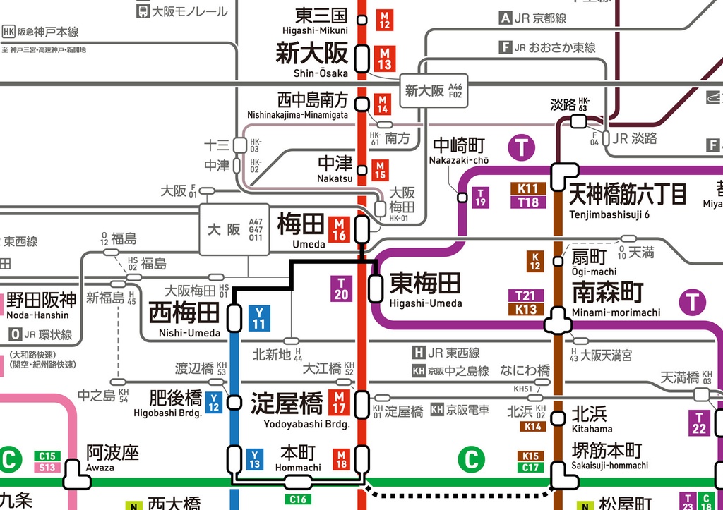 大阪の地下鉄路線図（デジタル版）