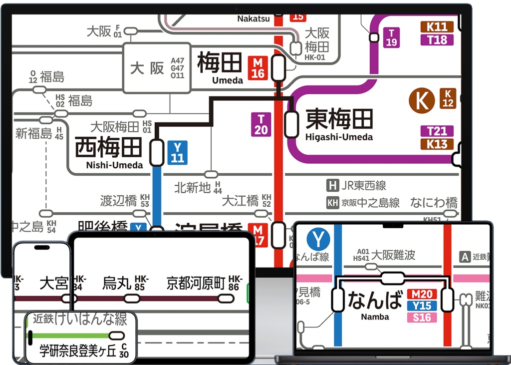 大阪の地下鉄路線図(デジタル版)