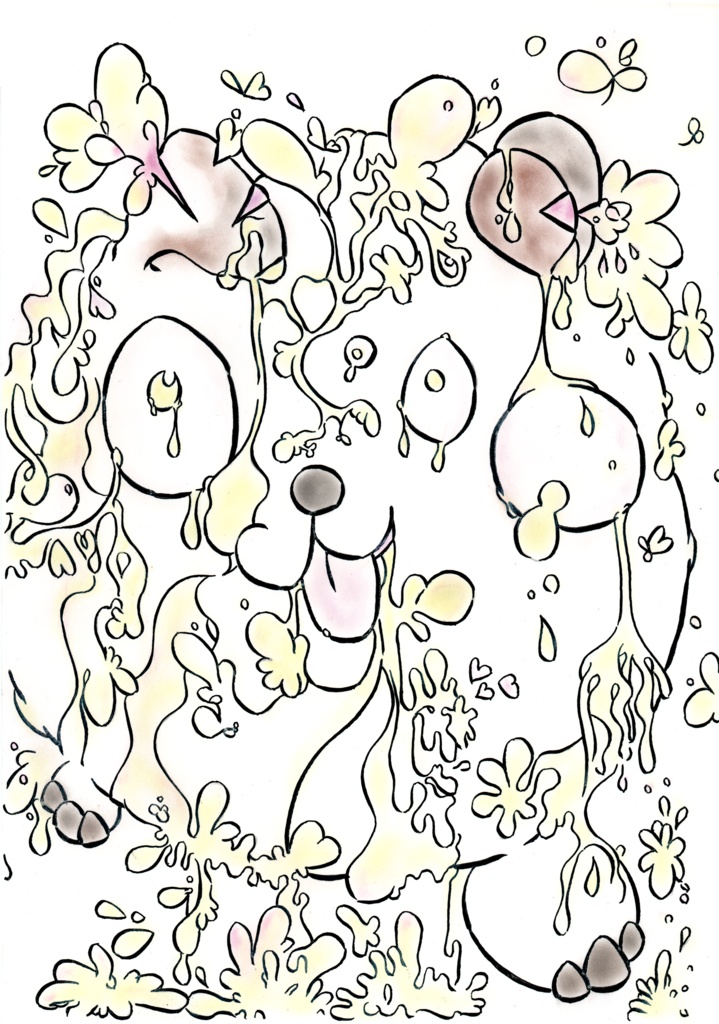 アクリルキーホルダー:黄色いたまご犬