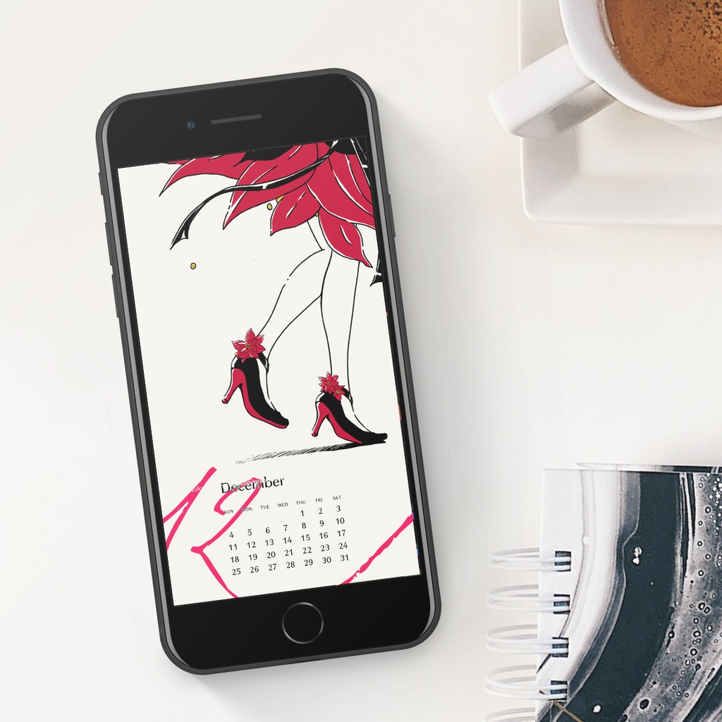 22年12月 スマホ壁紙 カレンダーつき イラストのみ Store 310 Booth