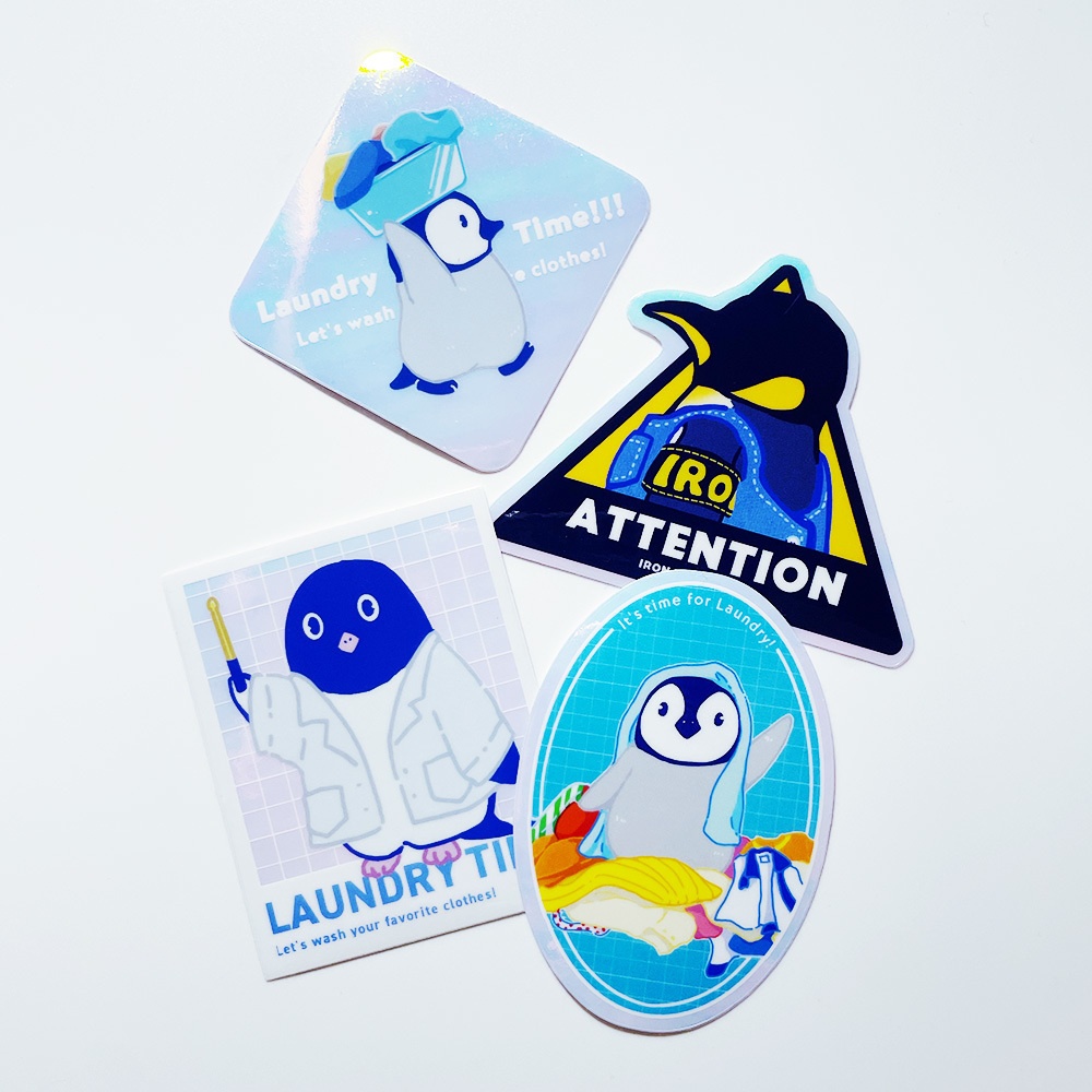 Laundry Time ペンギンホロステッカーセット