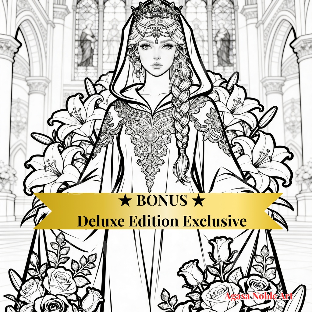 【豪華版】Medieval Fantasy Coloring Set 中世ファンタジー塗り絵(高解像度PDF+デジタル用PNG特典付)