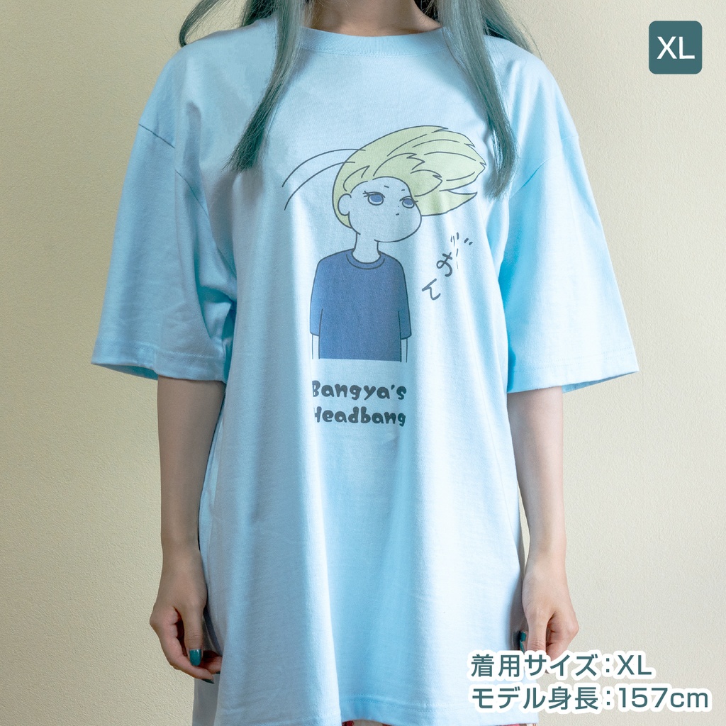 バンギャのヘドバン気分を日常で味わえるTシャツ(ライトブルー)