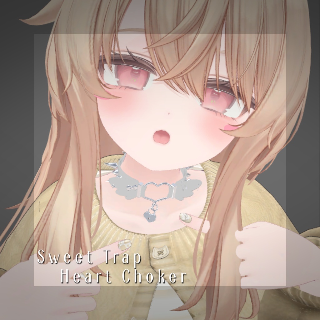 【MA対応】【PhysBone対応】【複数カラー有】Sweet Trap Heart choker
