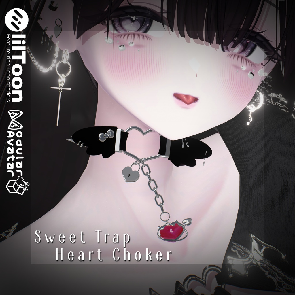 【MA対応】【PhysBone対応】【複数カラー有】Sweet Trap Heart choker