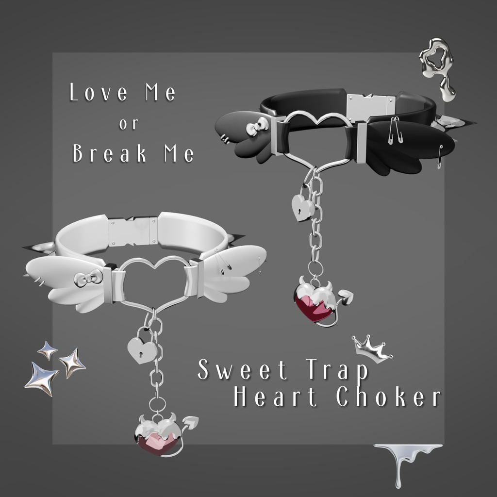 【MA対応】【PhysBone対応】【複数カラー有】Sweet Trap Heart choker