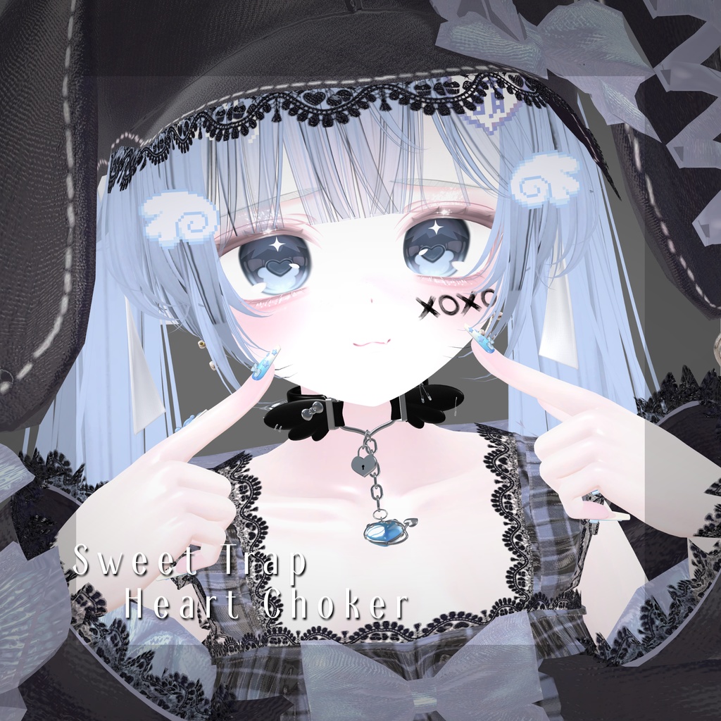 【MA対応】【PhysBone対応】【複数カラー有】Sweet Trap Heart choker