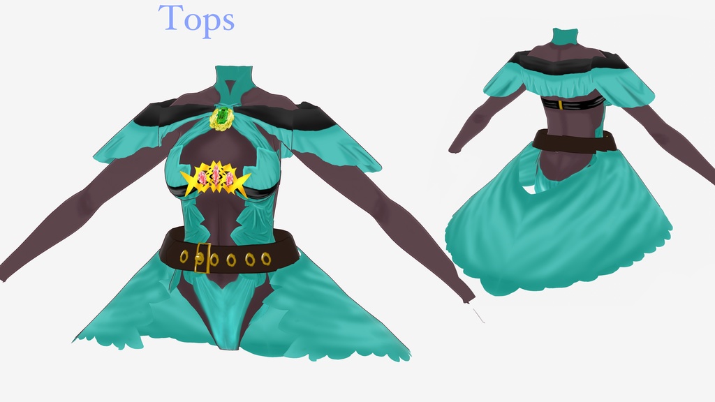 【VRoid用】若緑のドレス