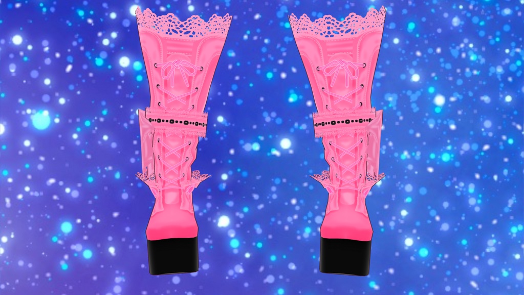 【VRoid用】ロリータ系衣装に合いそうなブーツ【Free配布版有】