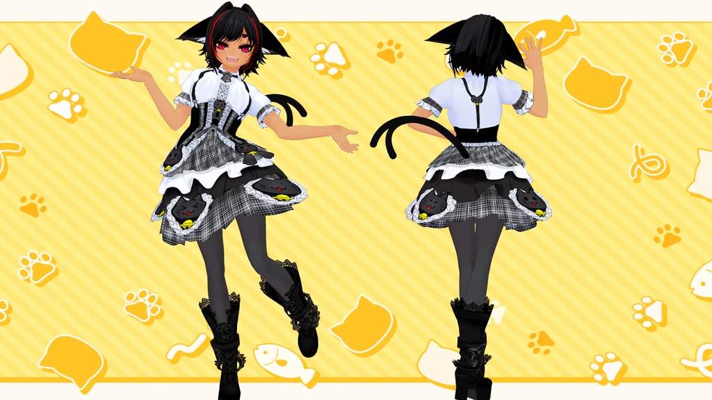 【Free/無料配布有】【VRoid用】にゃんこワンピース