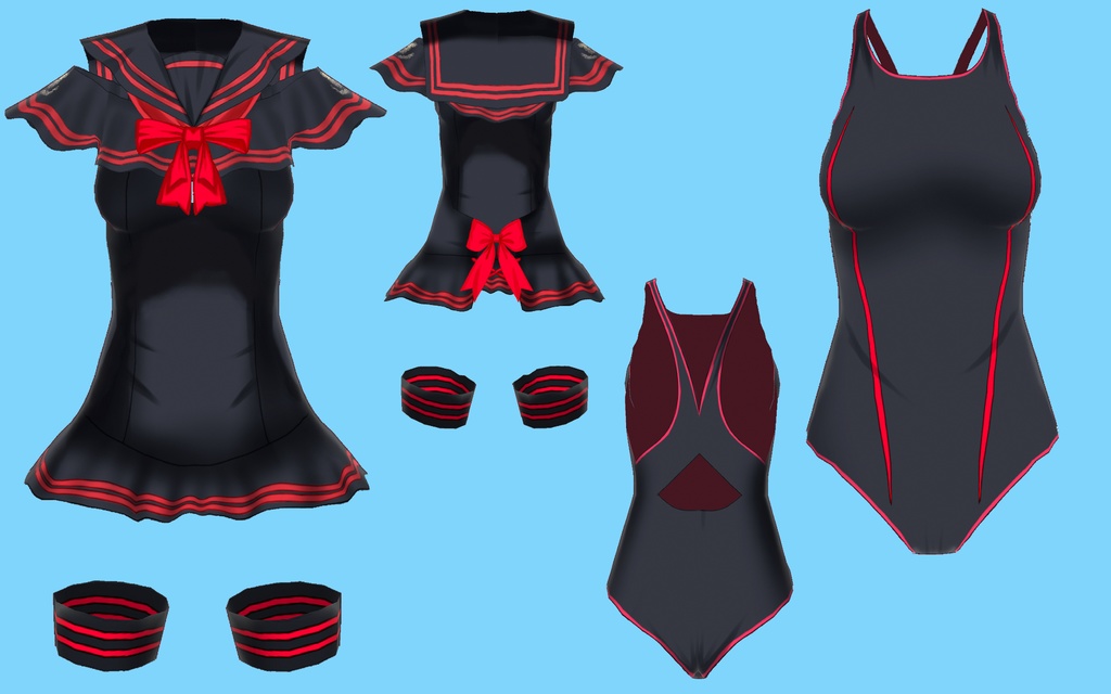 【Free/無料配布有】【VRoid用】セーラー水着