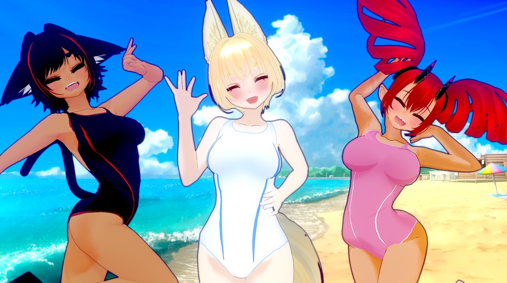 【Free/無料配布有】【VRoid用】セーラー水着