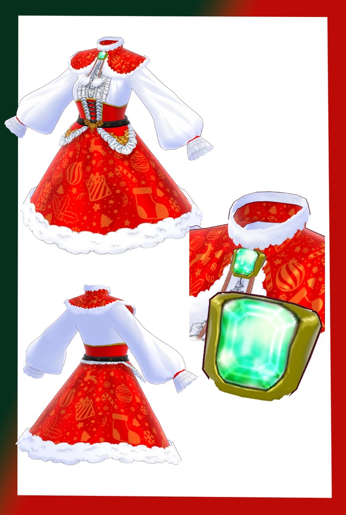 【Free/無料配布有】【VRoid用】冬ワンピース