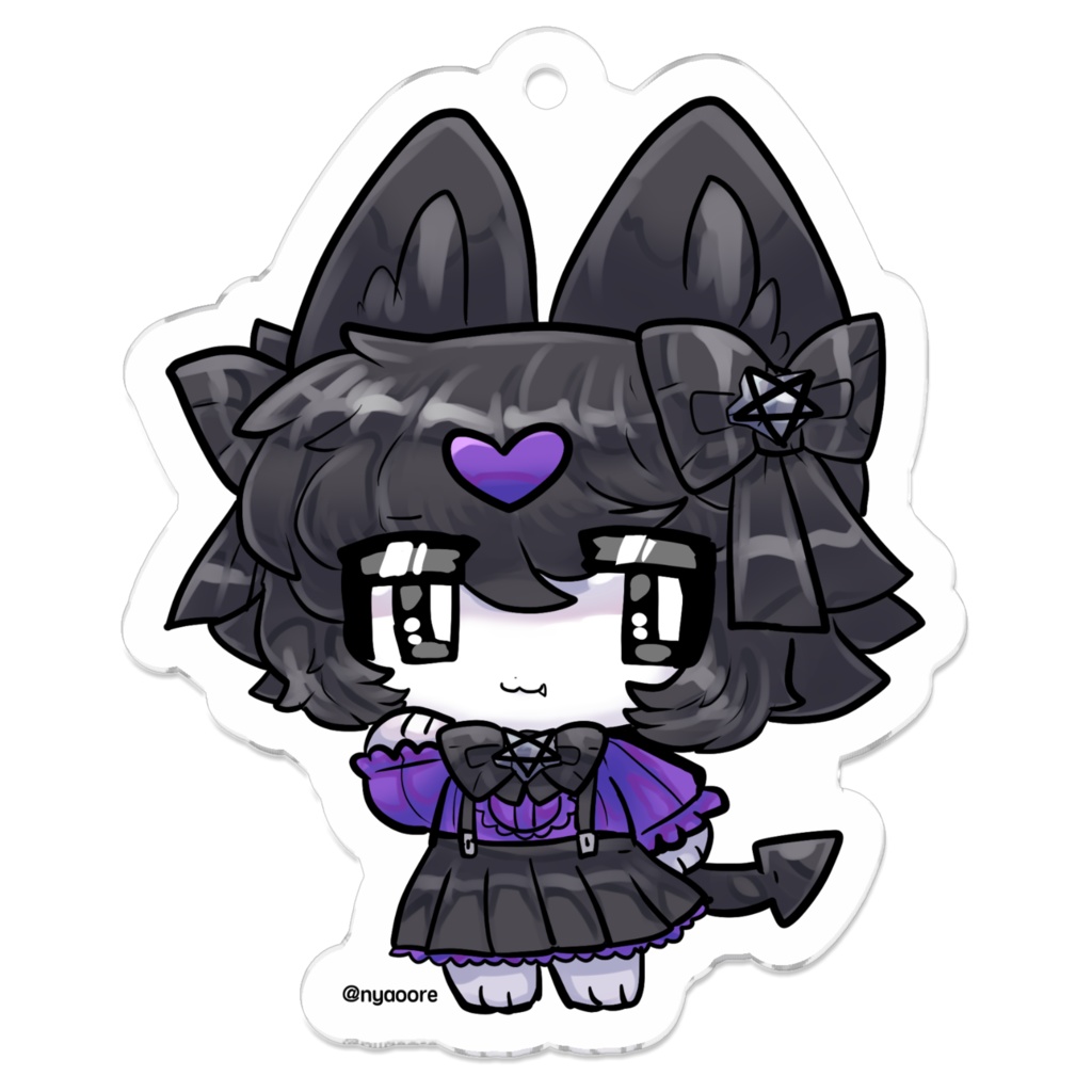 にゃおーれ くろん おめかし コーティングアクリルキーホルダー