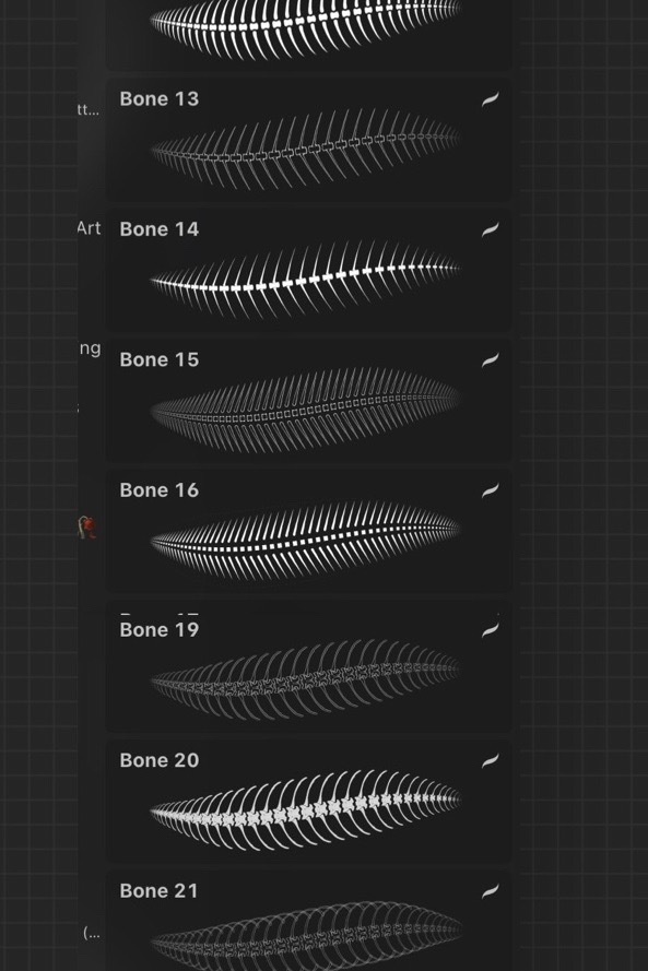 【白鴉】procreate 骨頭/脊椎/肋骨原創筆刷|procreate オリジナル骨/脊椎/肋骨連続ブラシ