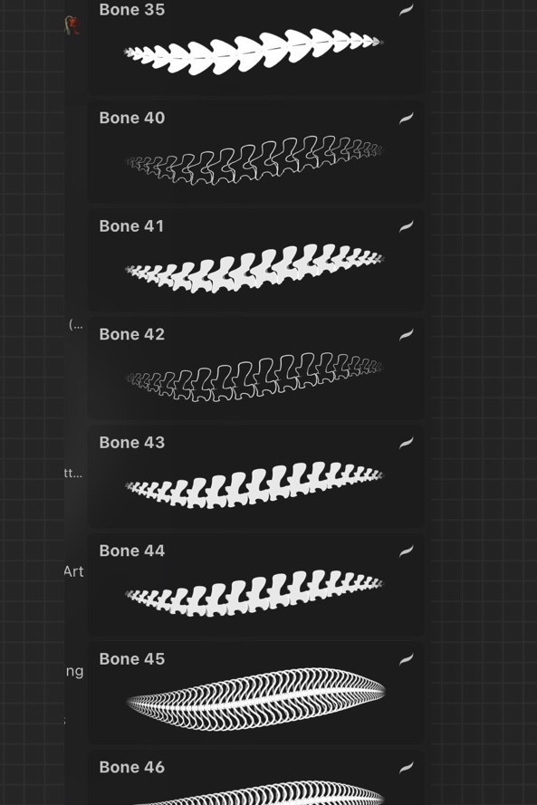 【白鴉】procreate 骨頭/脊椎/肋骨原創筆刷|procreate オリジナル骨/脊椎/肋骨連続ブラシ