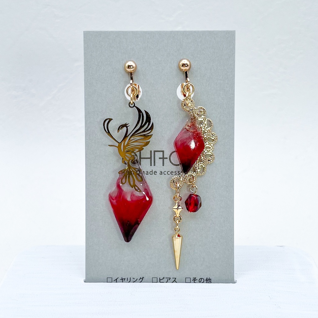 原神　ディルック2 鳳凰＆梟　イヤリングorピアス　イメージアクセサリー