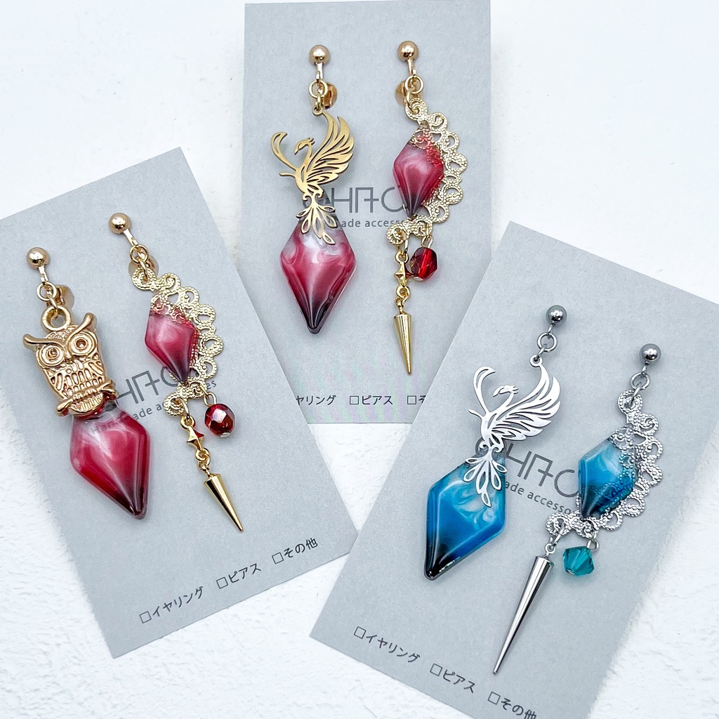 原神 ディルック2 鳳凰&梟 イヤリングorピアス イメージアクセサリー