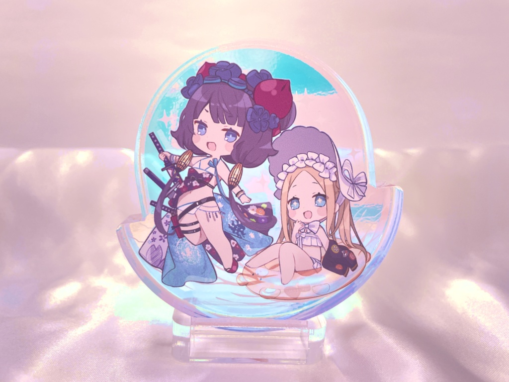 アビーちゃんと北斎のゆらゆらアクリルミニブロック