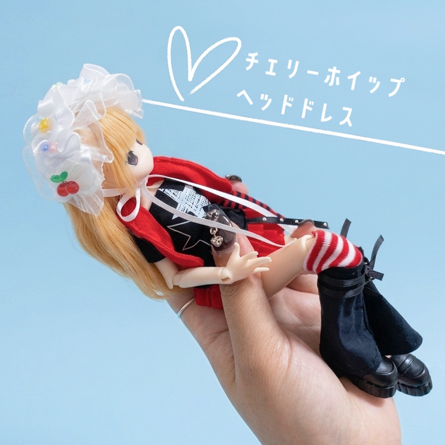 【1/6等】チェリーホイップヘッドドレス【ぬいぐるみ小物】