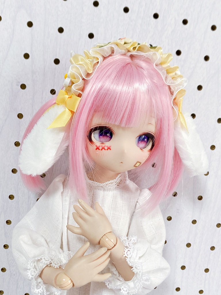 フラワーゆら耳ヘッドドレス（首紐ゴム製）