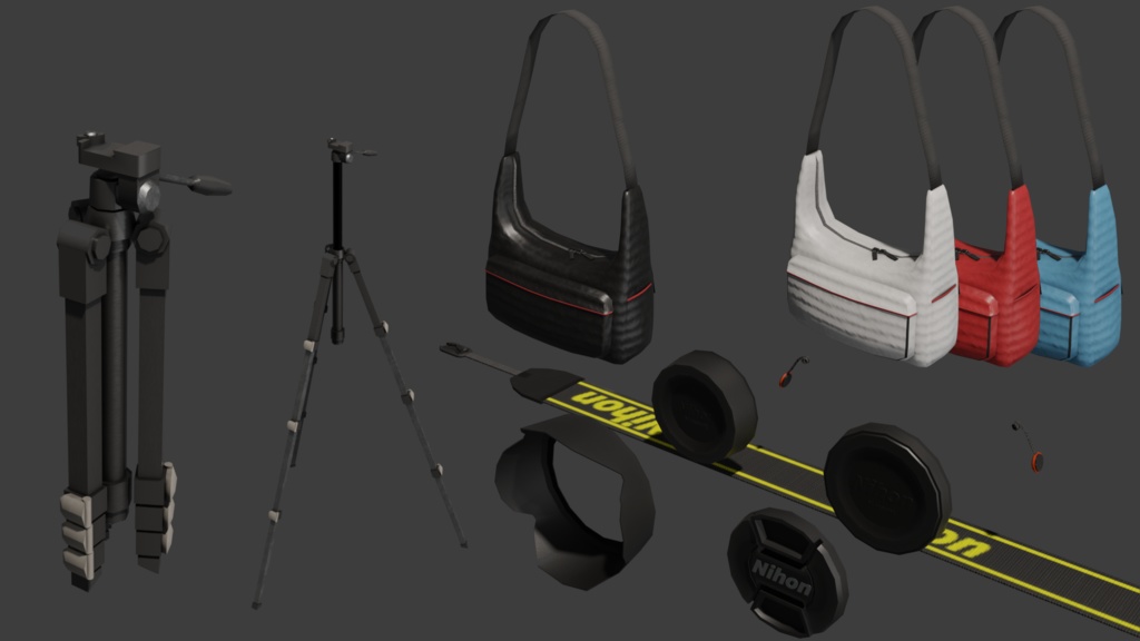 3Dモデル「カメラ・レンズ・アクセサリセット」【VRC想定】