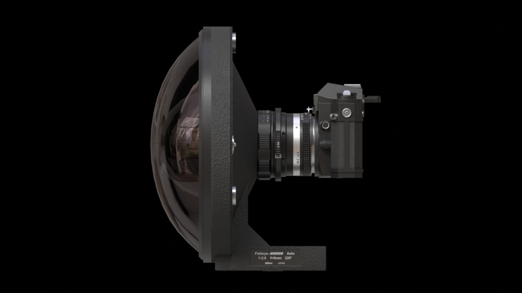 3Dモデル「"Al Fisheye-Nihhor 6mm F2.8S"+おまけフィルムカメラ」