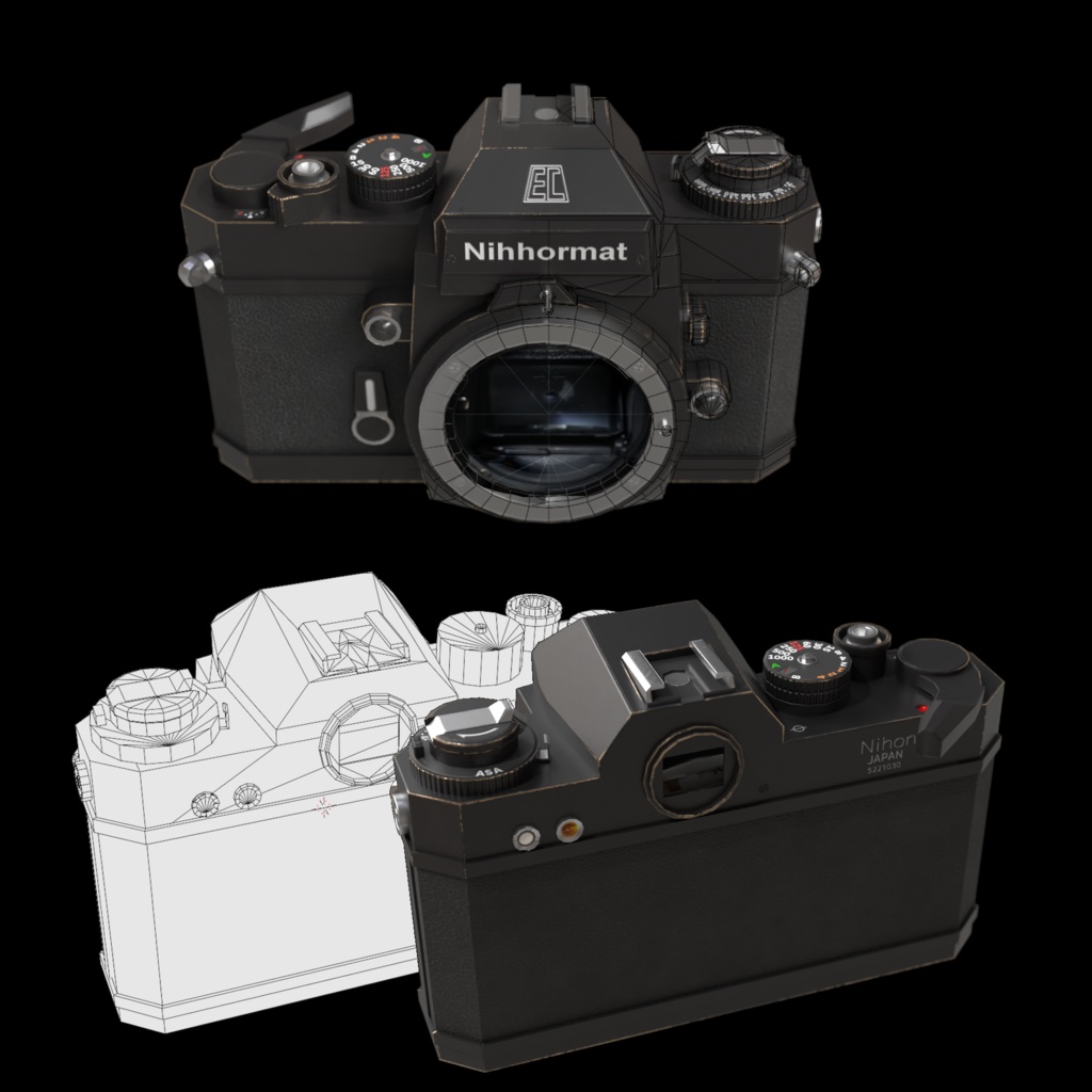 3Dモデル「ローポリAEフィルム一眼レフカメラ(ボディ)」