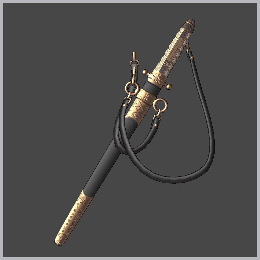3Dモデル「士官用っぽい短剣&剣帯」
