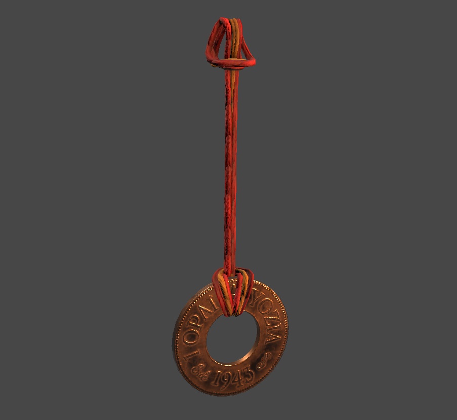 (無料)3Dモデル「バックパックにつきそうな古銭のお守り」