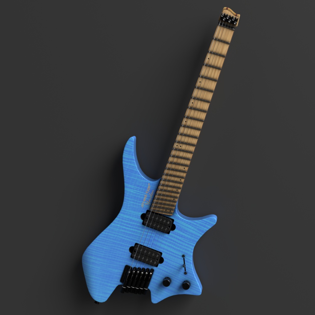 (無料)3Dモデル「6弦ヘッドレスギター .str-type*」