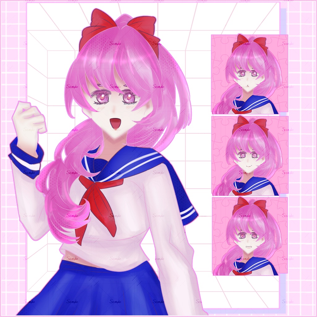 【立ち絵素材】もちむちセーラー彼女【表情9種】