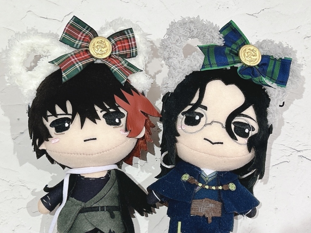 ぬい用くまみみカチューシャ(チェックリボン)