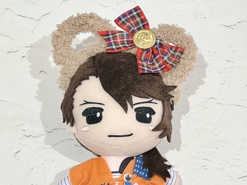 ぬい用くまみみカチューシャ(チェックリボン)