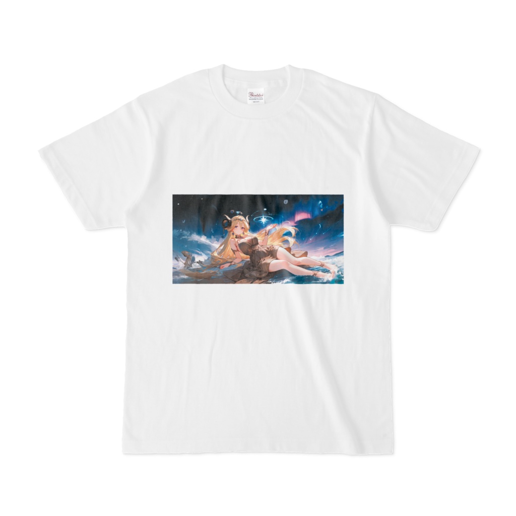 <Tシャツ>山羊座の女神：宇宙の海辺で一番星を手に